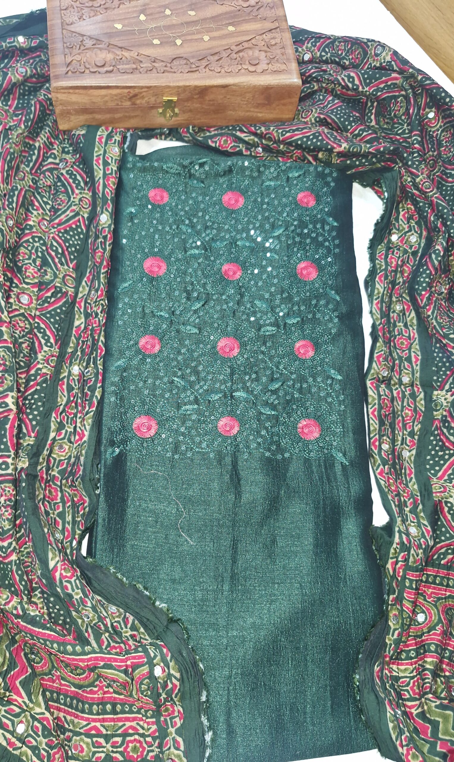 Green Ajrakh Silk Salwar - Image 3