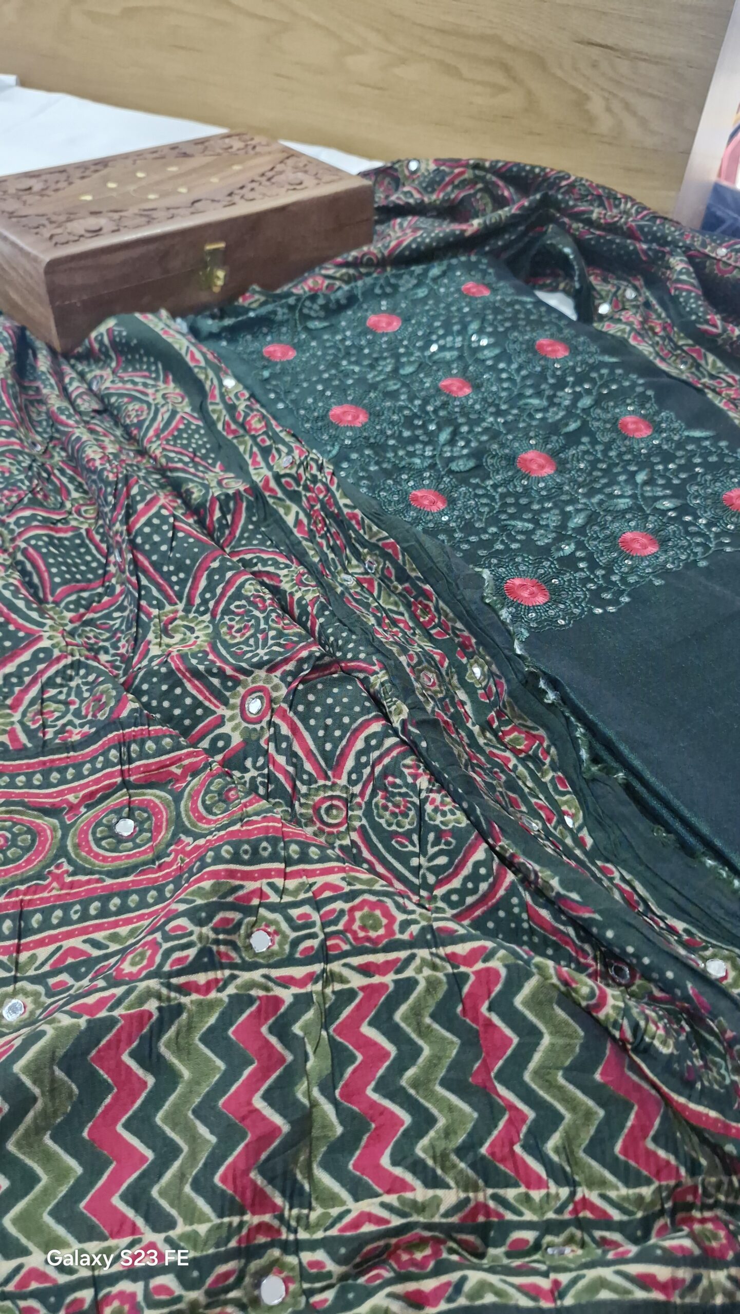 green ajrakh silk salwar