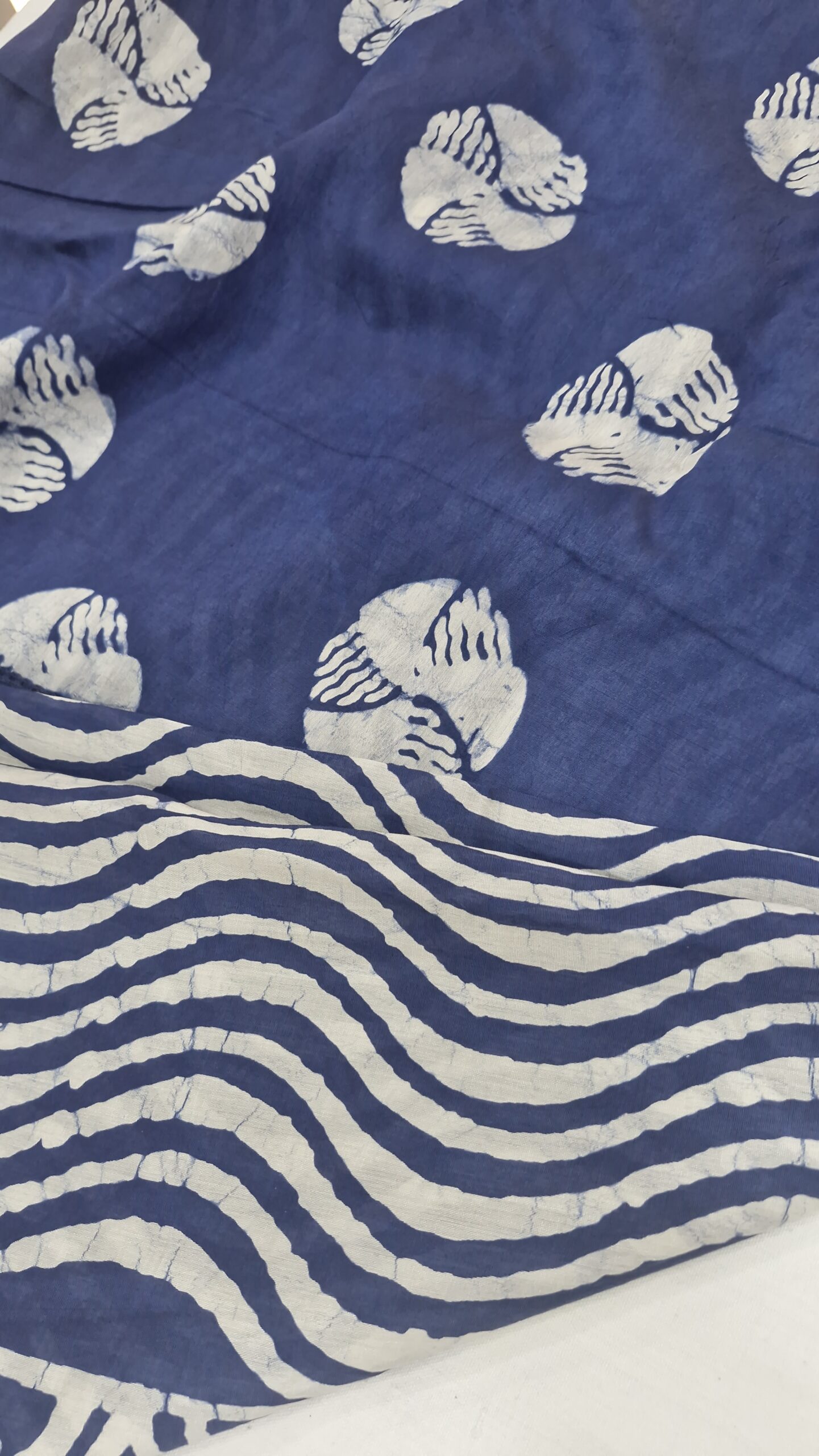 Blue Muslin saree - Image 7